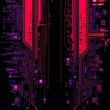 digital art, neon, circuit, technology, electronic, vibrant, data flow, futuristic, tech art, circuit board, information, energy, modern, tech aesthetics, connectivity, digital pulse, abstract, tech design, cyber, glowing circuits.