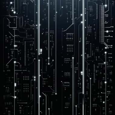 digital art, technology, circuit, minimalist, monochrome, electronic, data, abstract, futuristic, tech design, digital systems, information flow, connectivity, cyber, schematic, modern, tech aesthetics, glowing nodes, circuitry, digital infrastructure