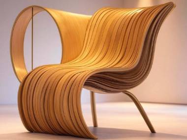 modern design, organic form, flowing design, layered wood, aesthetics, ergonomics, visually appealing, comfortable, craftsmanship, sustainability, natural materials, innovative